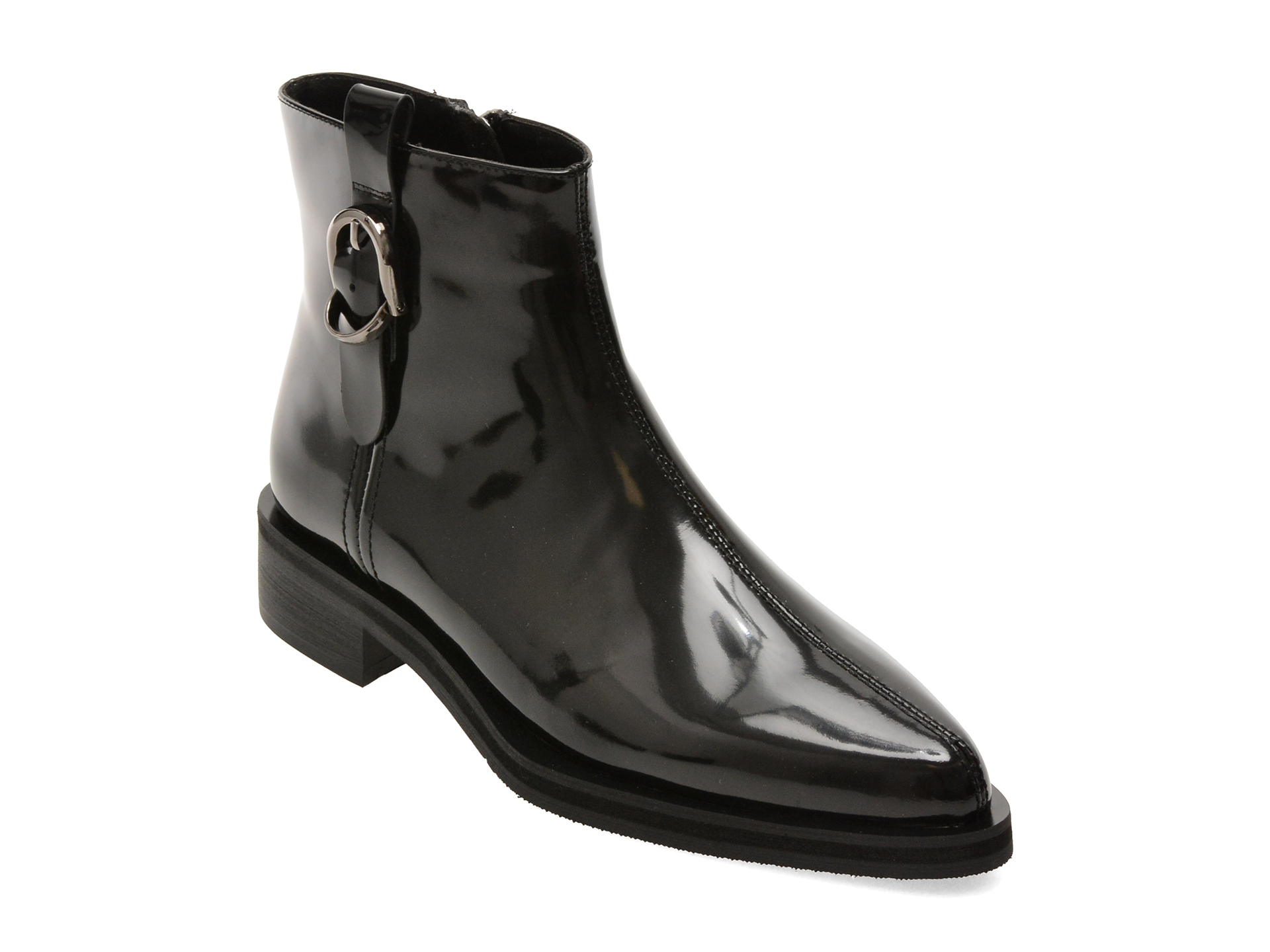 Botine EPICA negre, HX2215, din piele naturala lacuita