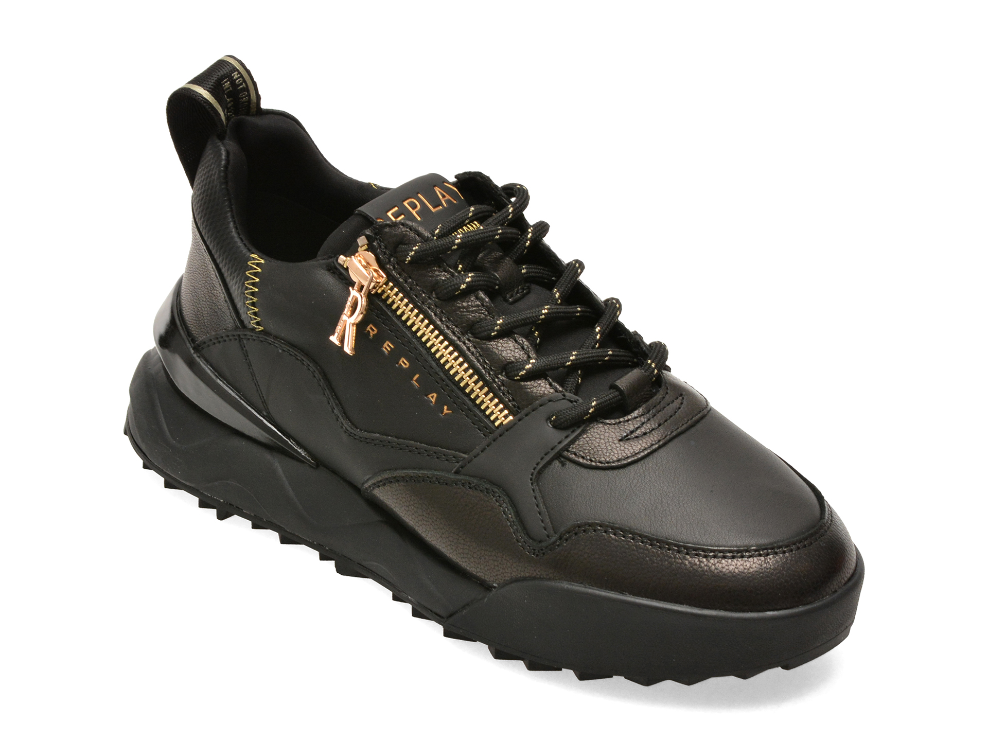 Pantofi sport REPLAY negri, WS9H0NL, din piele naturala