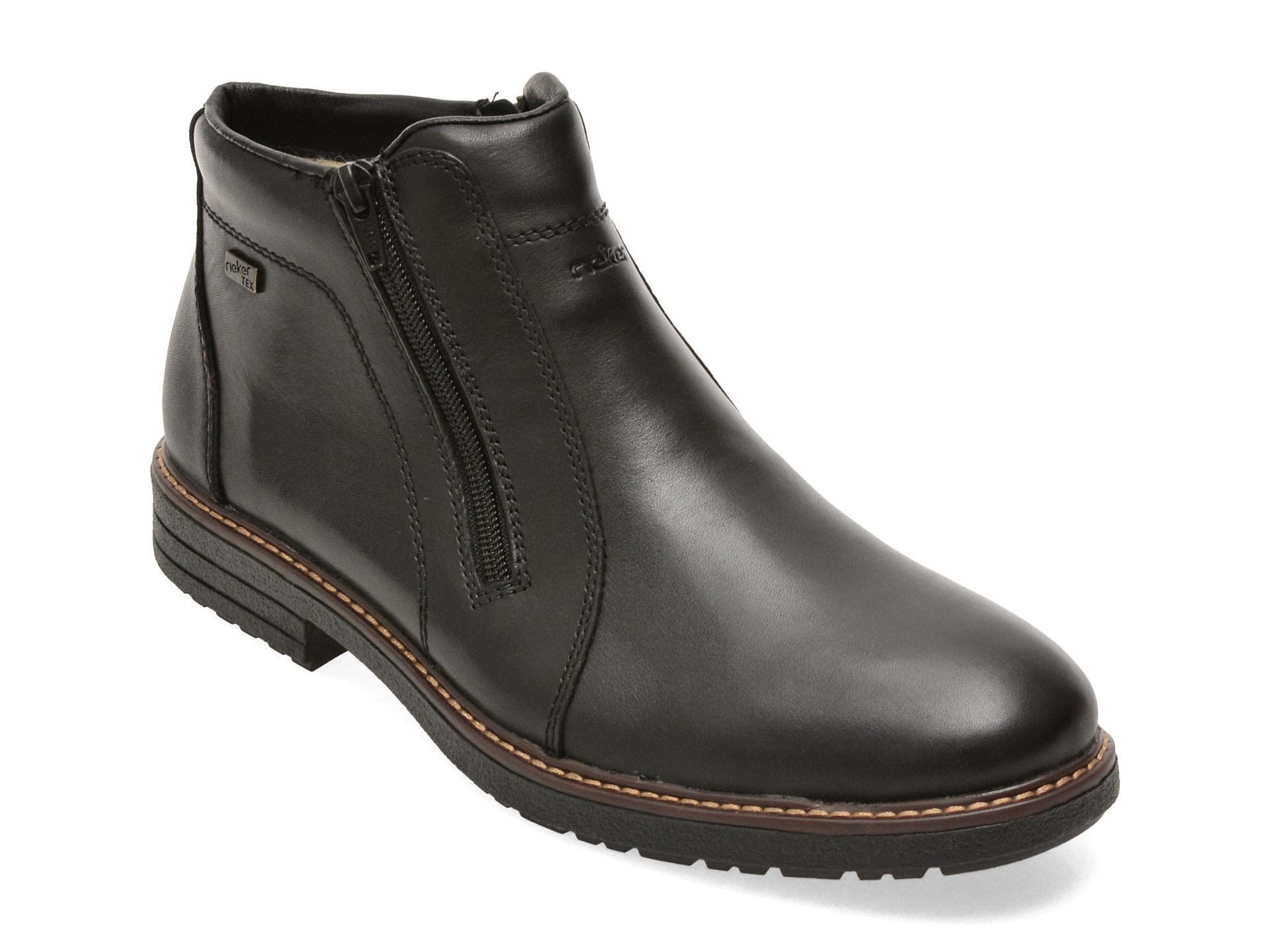 Ghete RIEKER negre, 33160, din piele naturala