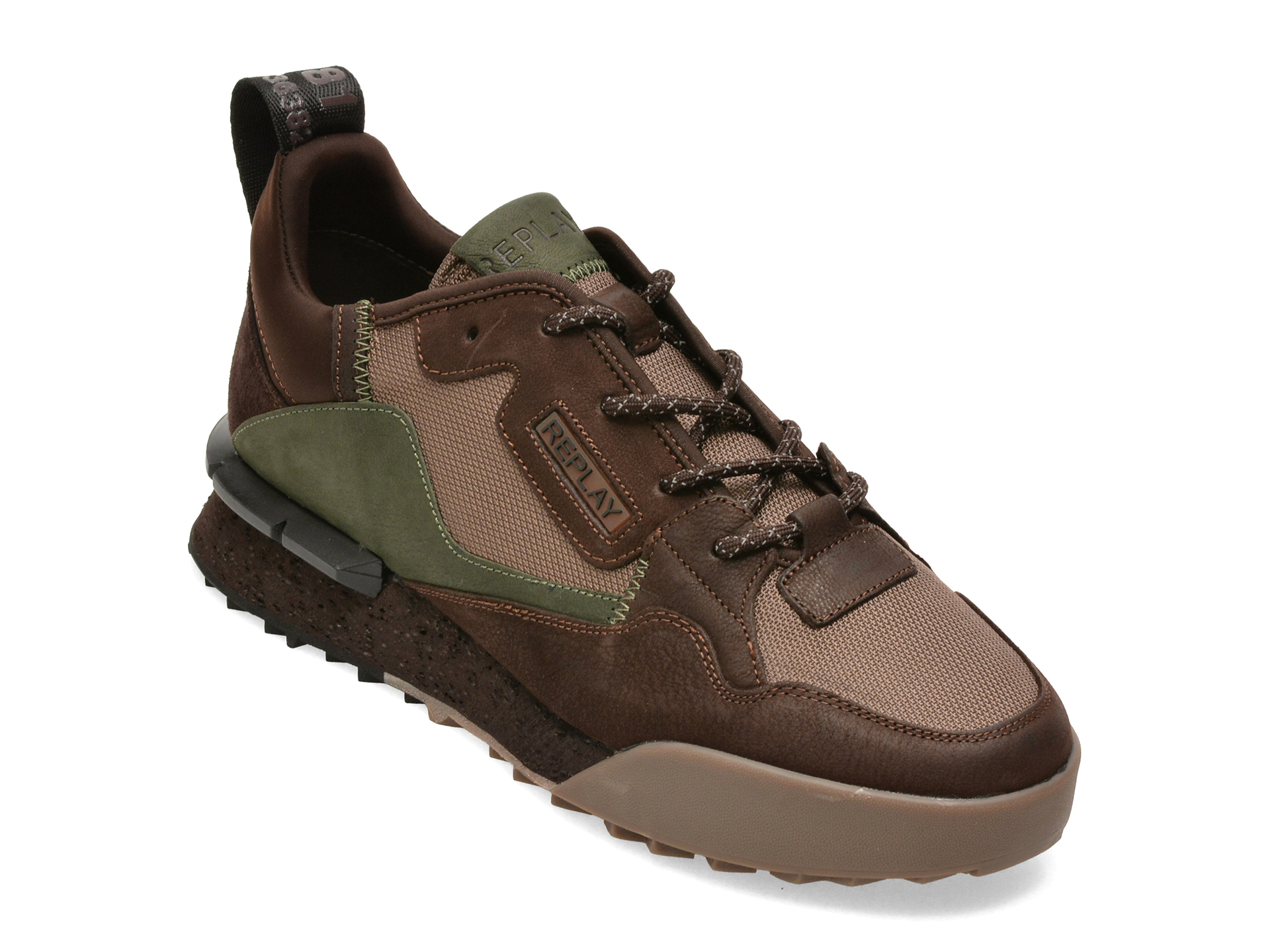 Pantofi sport REPLAY maro, MS1P2TL, din material textil si piele naturala