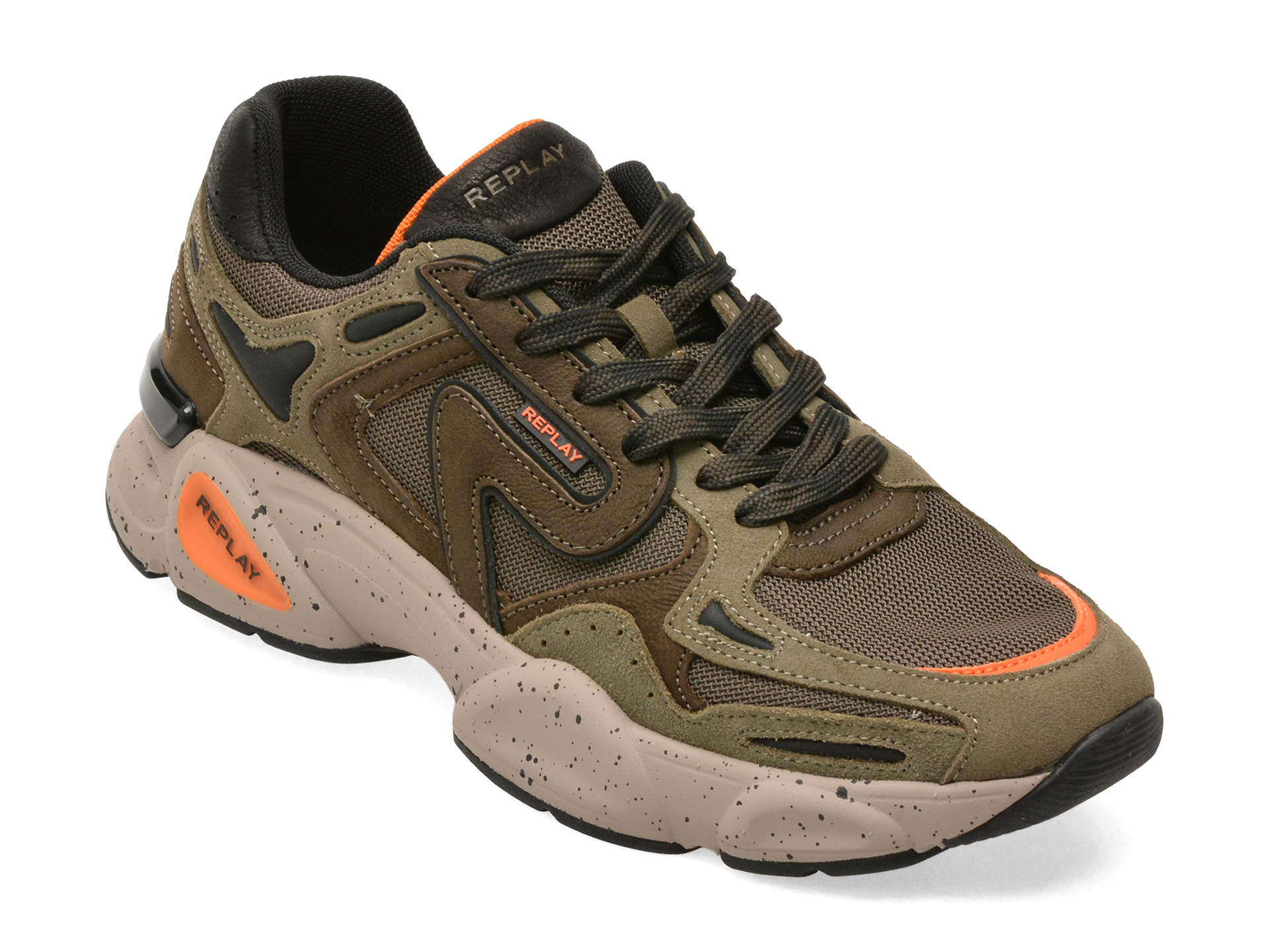 Pantofi sport REPLAY kaki, MS9M0OT, din material textil si piele naturala