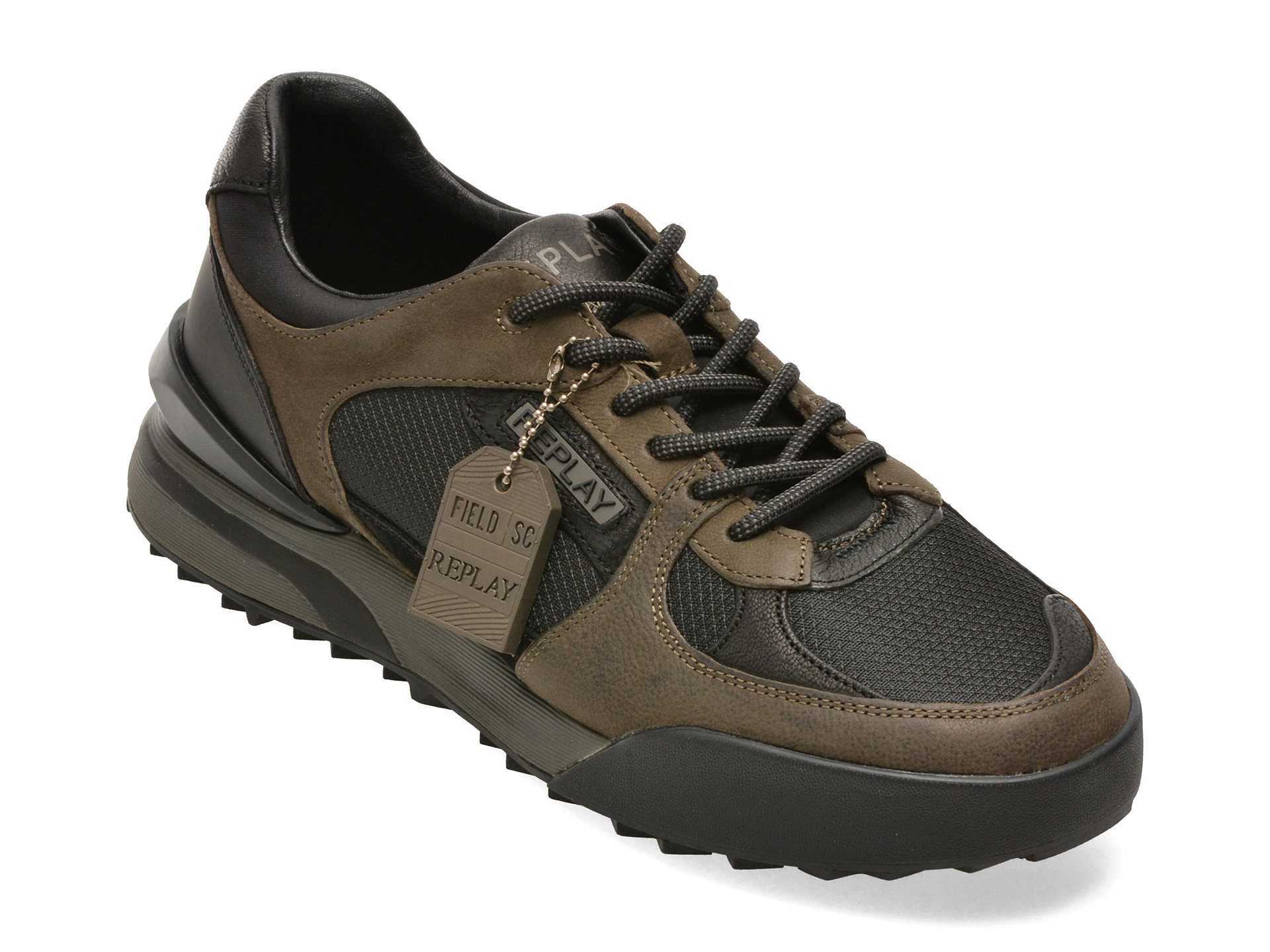 Pantofi sport REPLAY negri, MSG900L, din material textil si piele naturala
