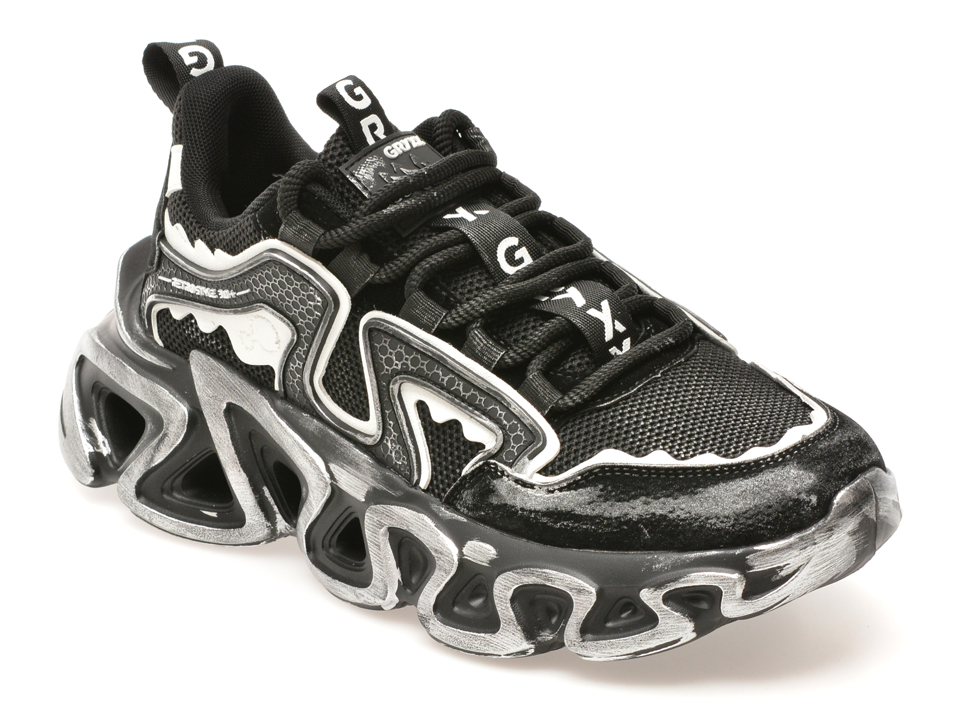 Pantofi sport GRYXX negri, 82688, din material textil si piele naturala