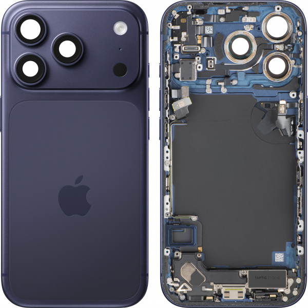 Capac Baterie Apple iPhone 17 Pro, Cu Carcasa Mijloc, Full Parts, Bleumarin (Deep Blue), Swap Premium