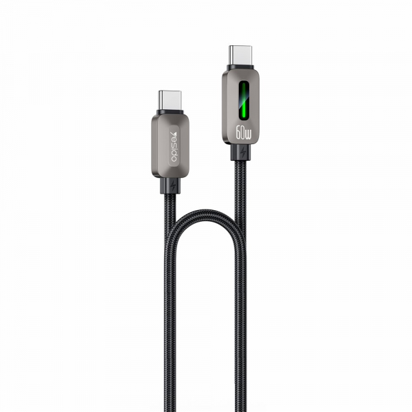 Cablu Date si Incarcare USB-C - USB-C Yesido CA198, 60W, 1.2m, Negru