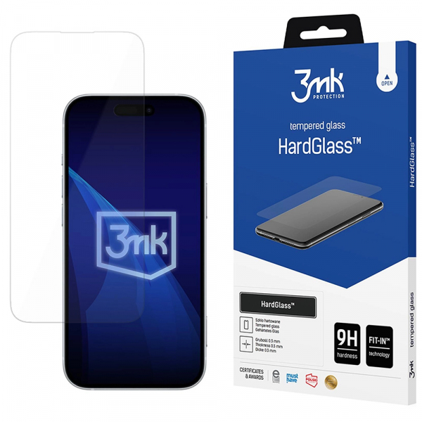 Folie de protectie Ecran 3MK HardGlass pentru Apple iPhone 18 Pro / 17 Pro / 17 / 16 Pro, Sticla Securizata, Full Glue
