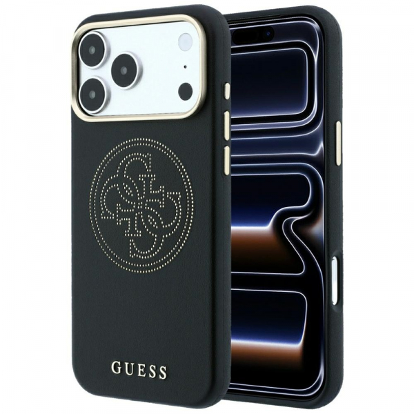Husa MagSafe pentru Apple iPhone 18 Pro Max / 17 Pro Max, Guess, Perforated 4G, Neagra