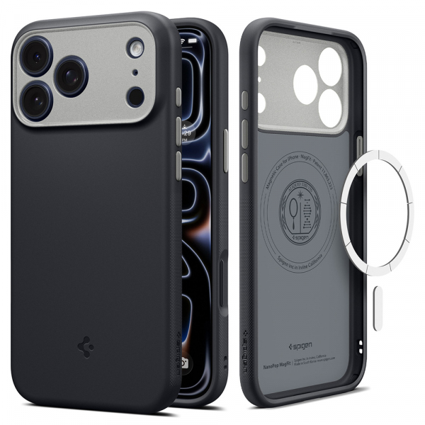 Husa MagSafe pentru Apple iPhone 18 Pro / 17 Pro, Spigen, Caseology Nano Pop, Neagra ACS12177