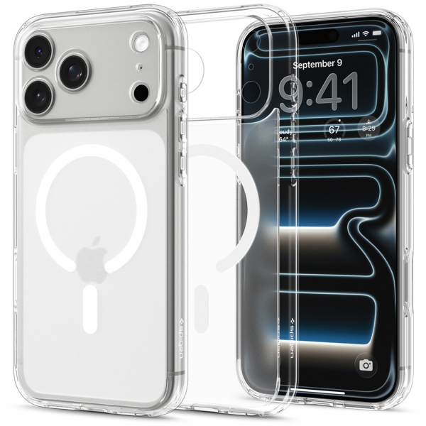 Husa MagSafe pentru Apple iPhone 18 Pro / 17 Pro, Spigen, Ultra Hybrid, Alba Satinata ACS12161