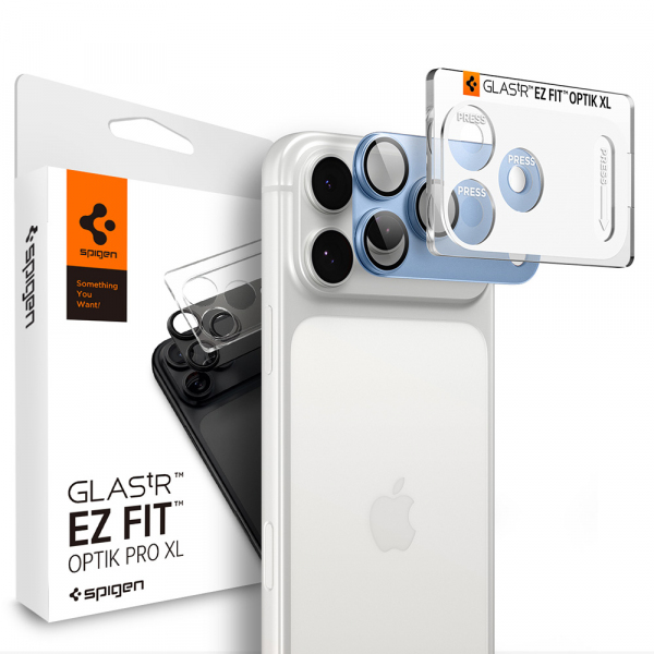 Folie de protectie Camera Spate Spigen GlastR EZ FIT Optik Pro XL pentru Apple iPhone 18 Pro, Sticla Securizata, Bleu AGL12037