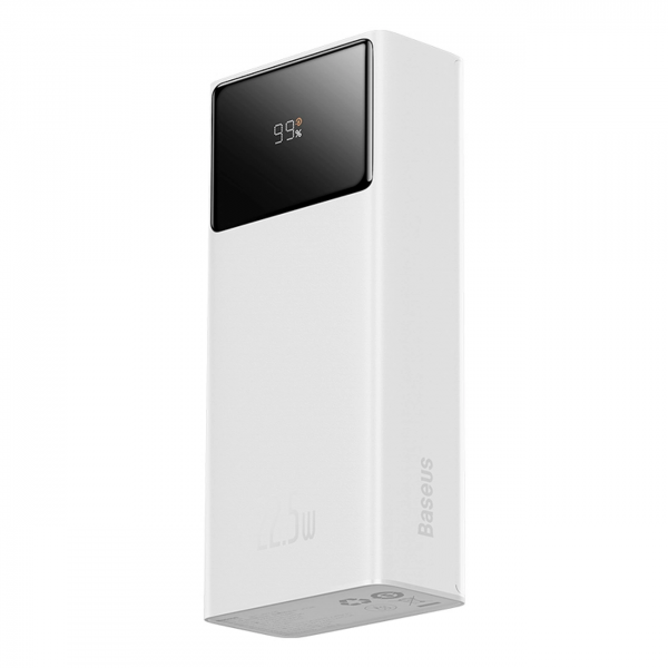 Baterie Externa Baseus EnerFill FP41, 30000mAh, 22.5W, QC + PD, 1 x USB-C - 2 x USB-A, Alba E0027K01