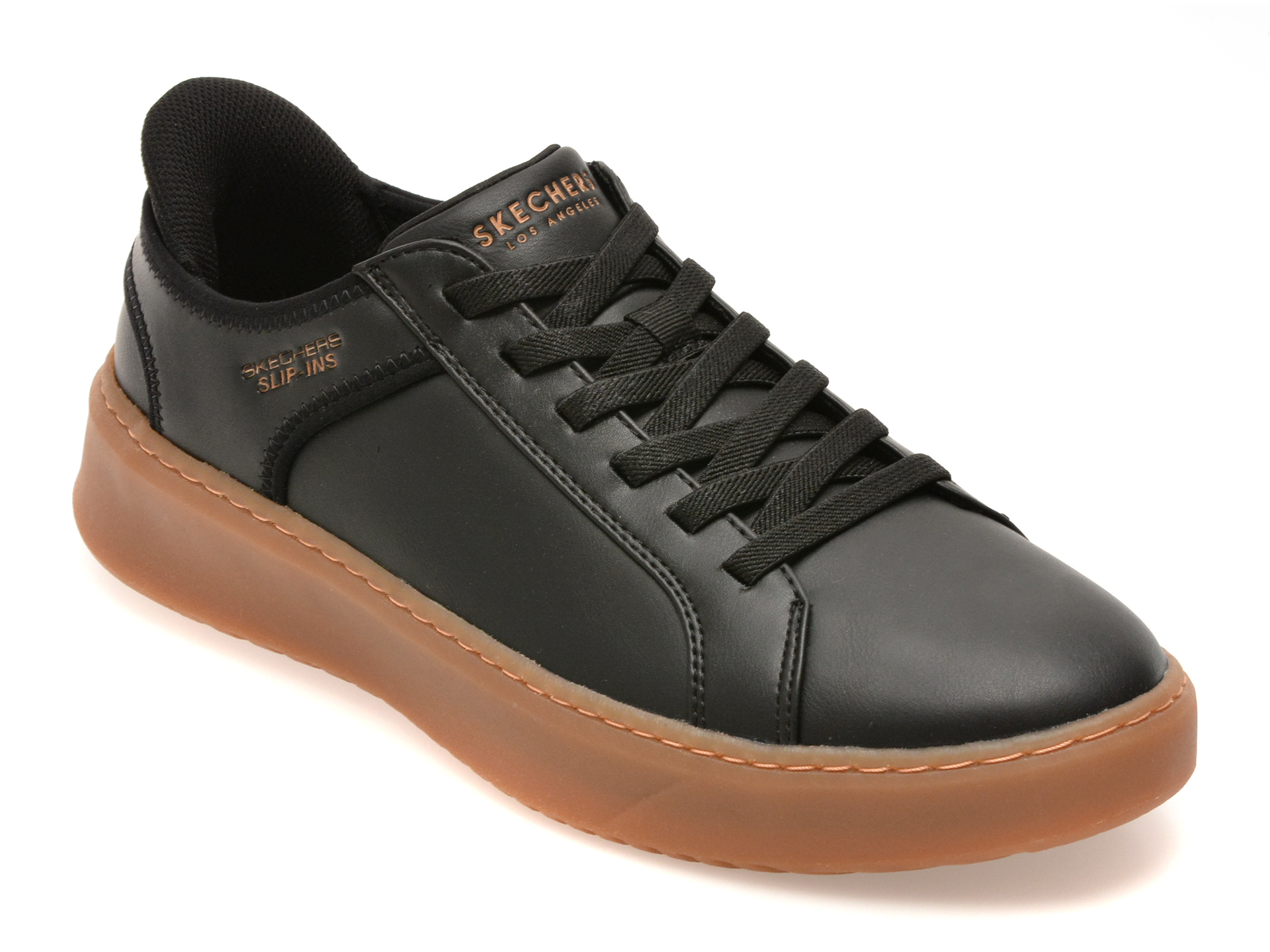 Pantofi sport SKECHERS negri, COURT BREAK, din piele ecologica