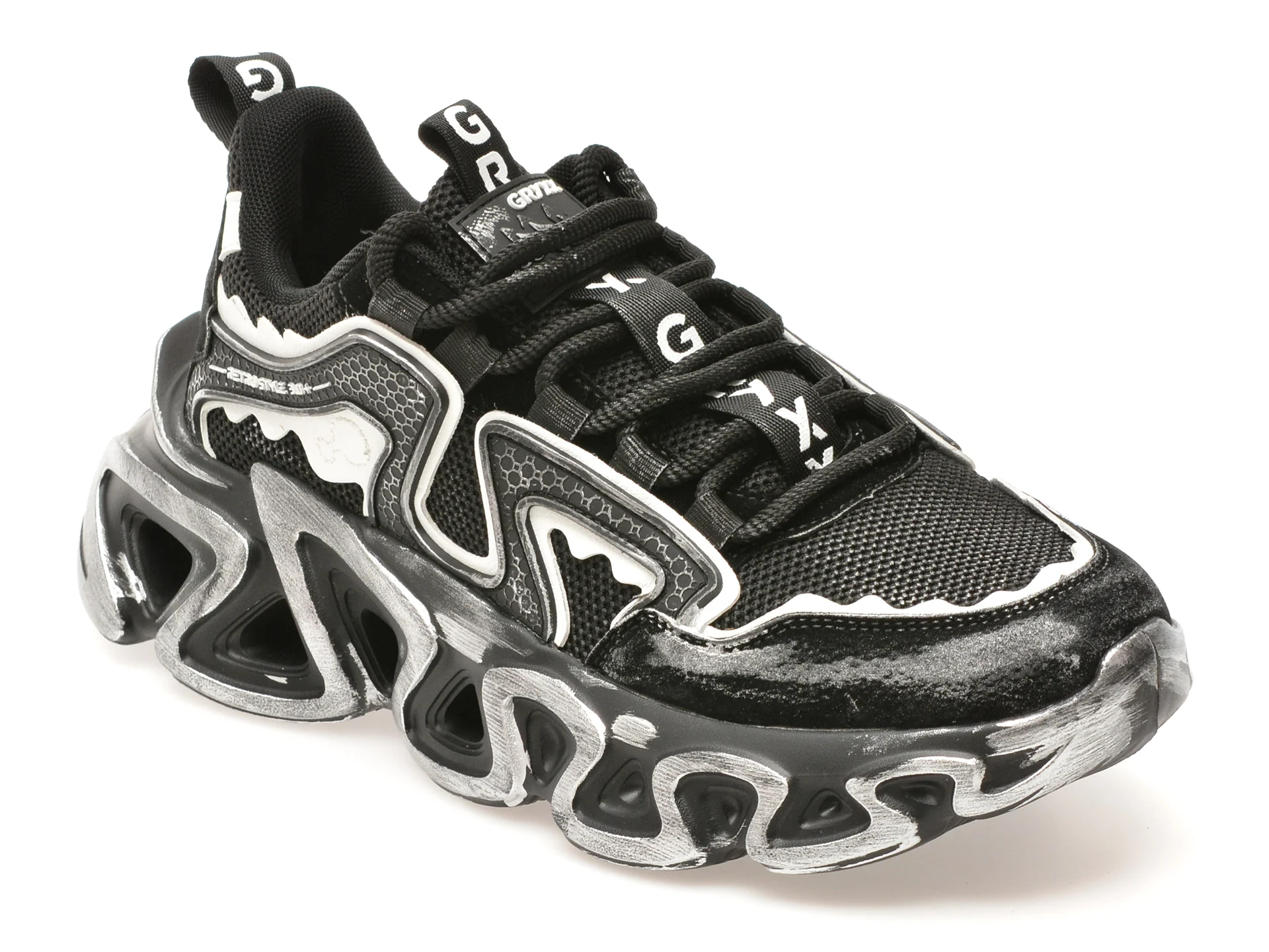 Pantofi sport GRYXX negri, 82688, din material textil si piele naturala