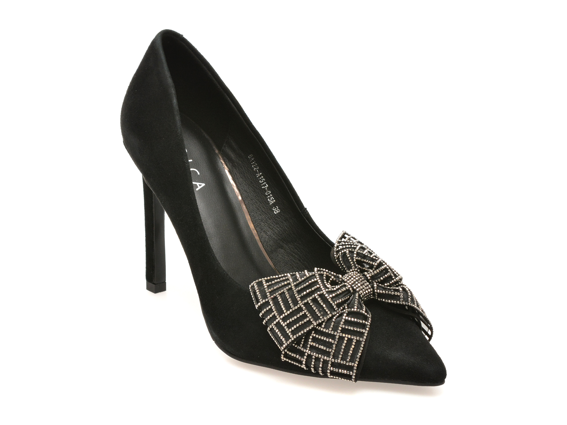 Pantofi eleganti EPICA negri, 6A122, din piele intoarsa