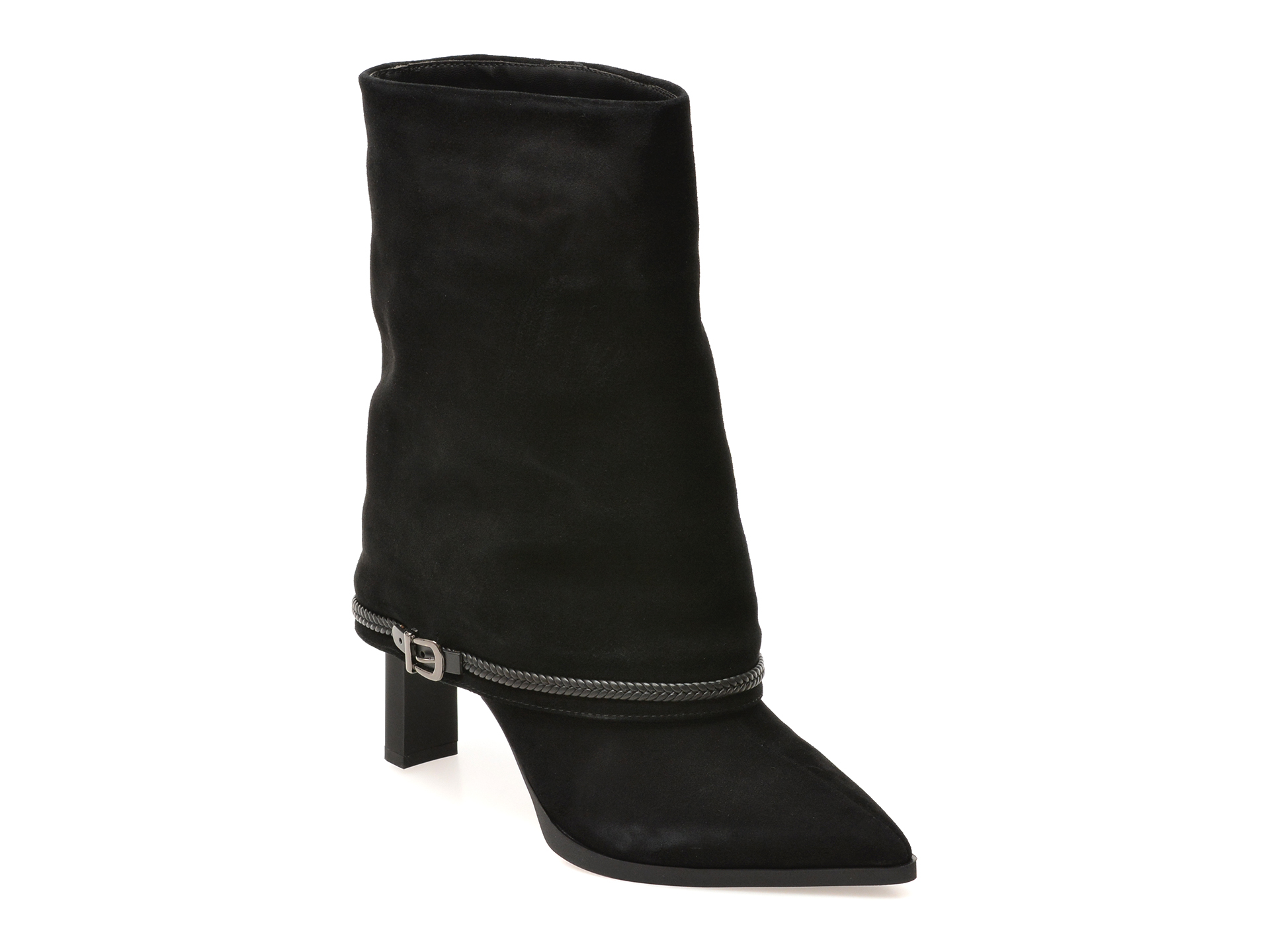 Botine elegante EPICA negre, M1212B, din piele intoarsa