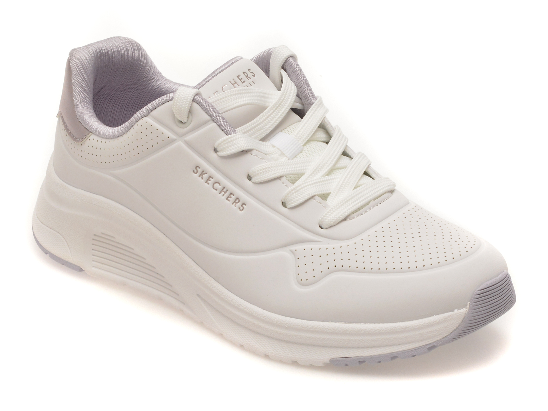 Pantofi sport SKECHERS albi, UNO LITE 2, din piele ecologica