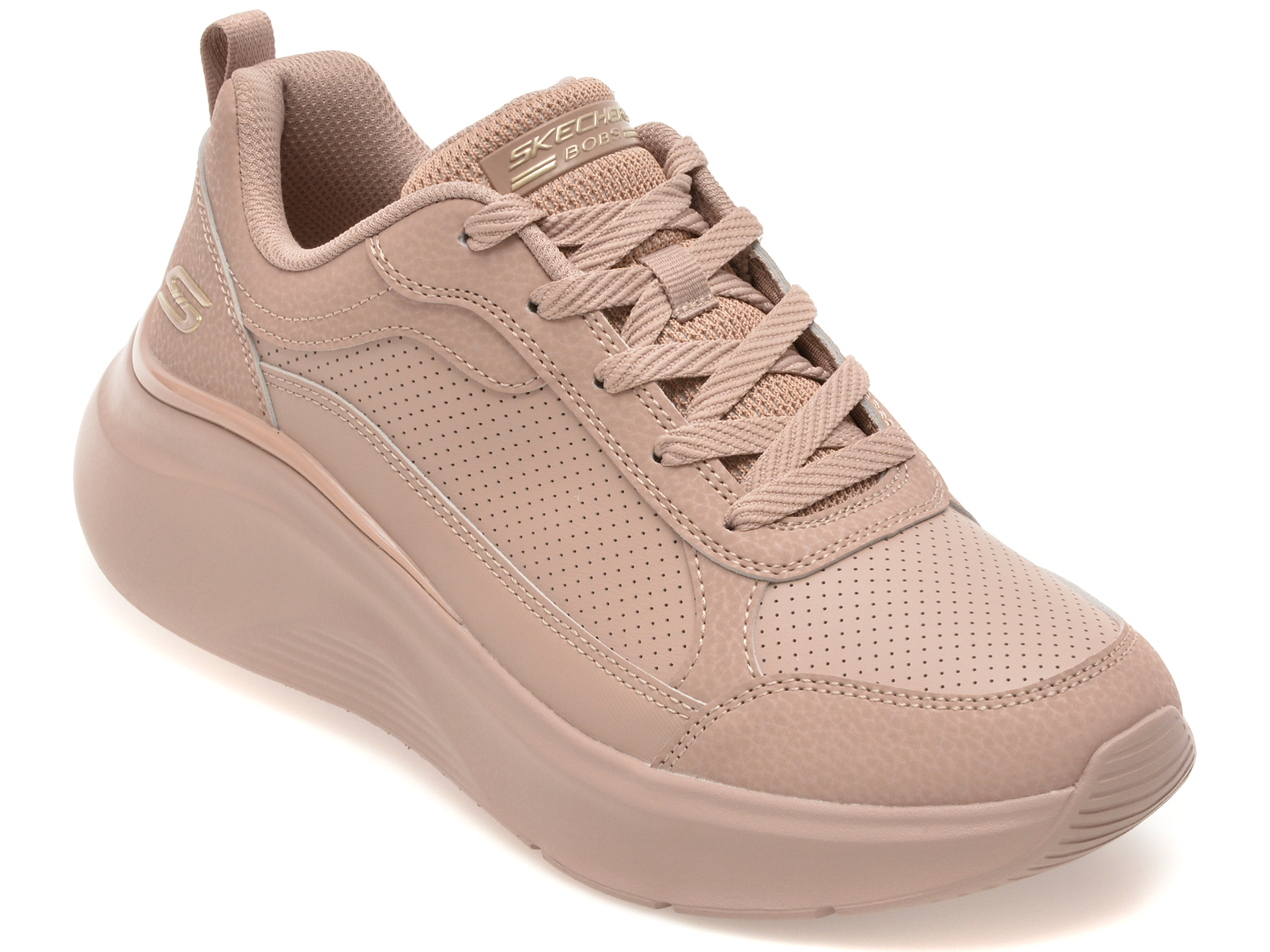 Pantofi sport SKECHERS bej, BOBS B LOVE, din piele ecologica