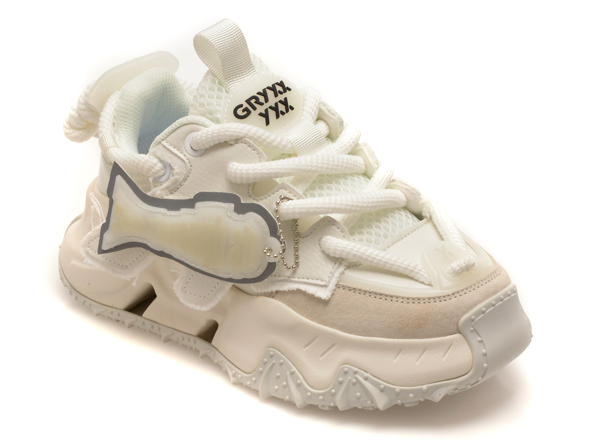 Pantofi sport GRYXX albi, 351216, din material textil si piele naturala