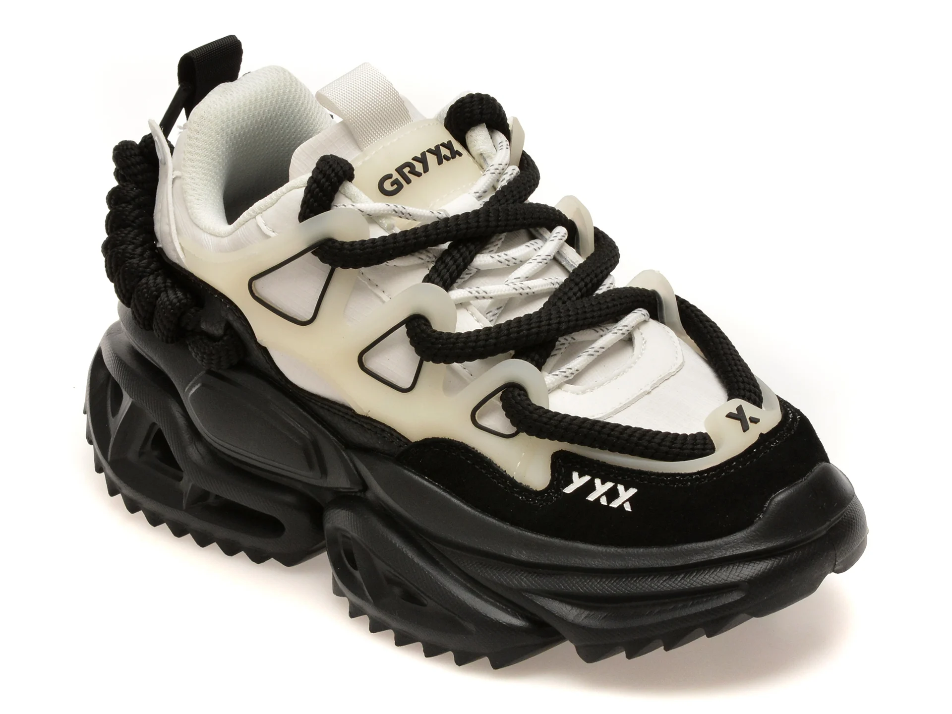 Pantofi sport GRYXX alb-negru, 82695, din piele naturala