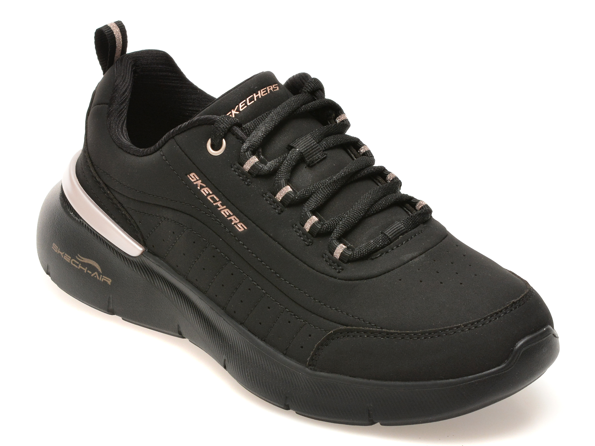 Pantofi sport SKECHERS negri, SKECH-AIR DYNAMIGHT 2.0, din piele ecologica