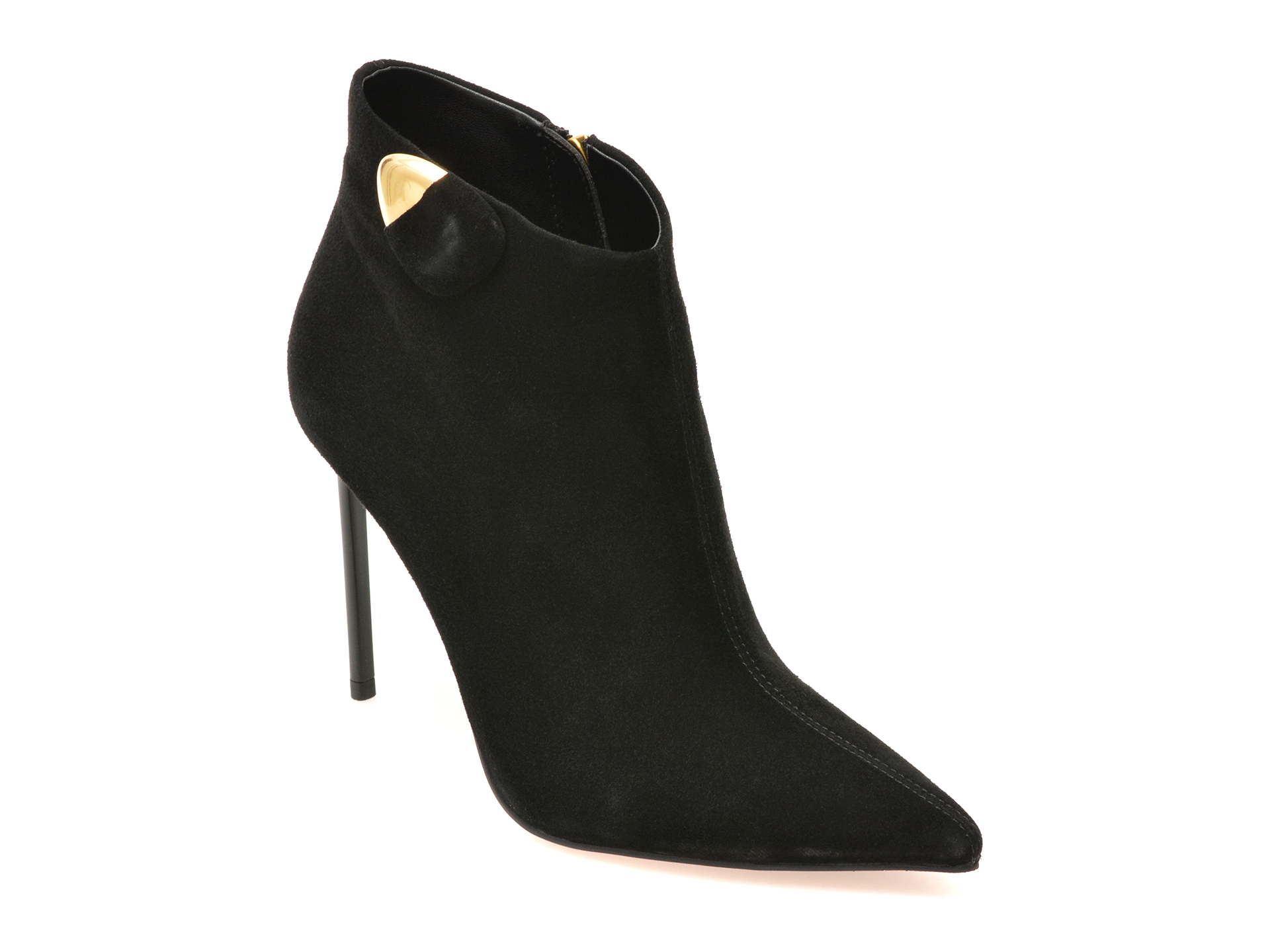 Botine elegante EPICA PREMIUM negre, 25139S, din piele intoarsa