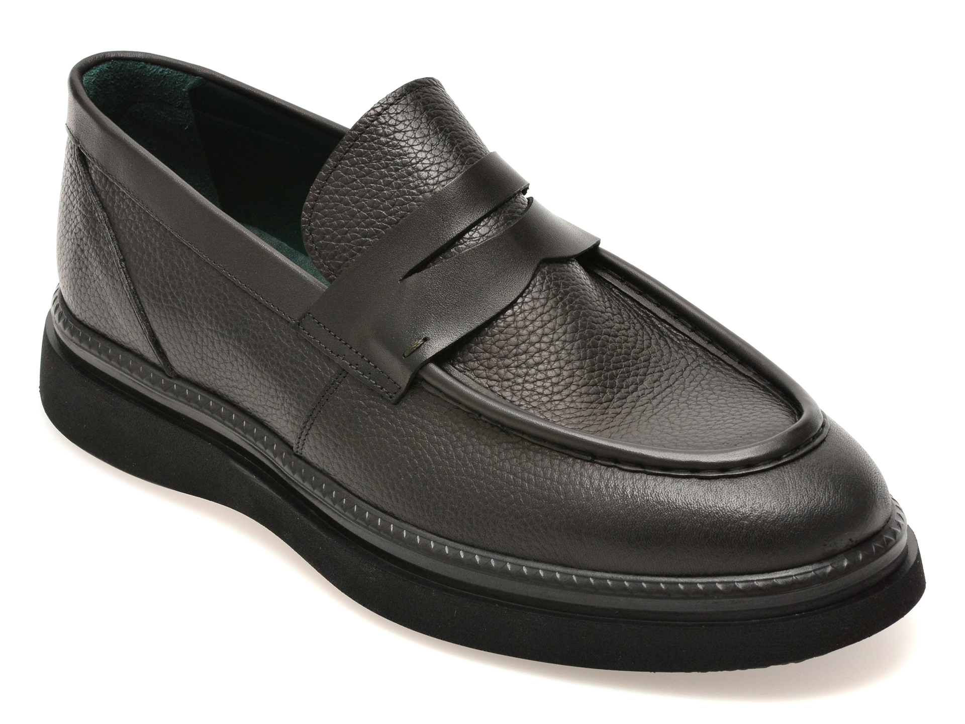 Mocasini OTTER negri, BR4469, din piele naturala