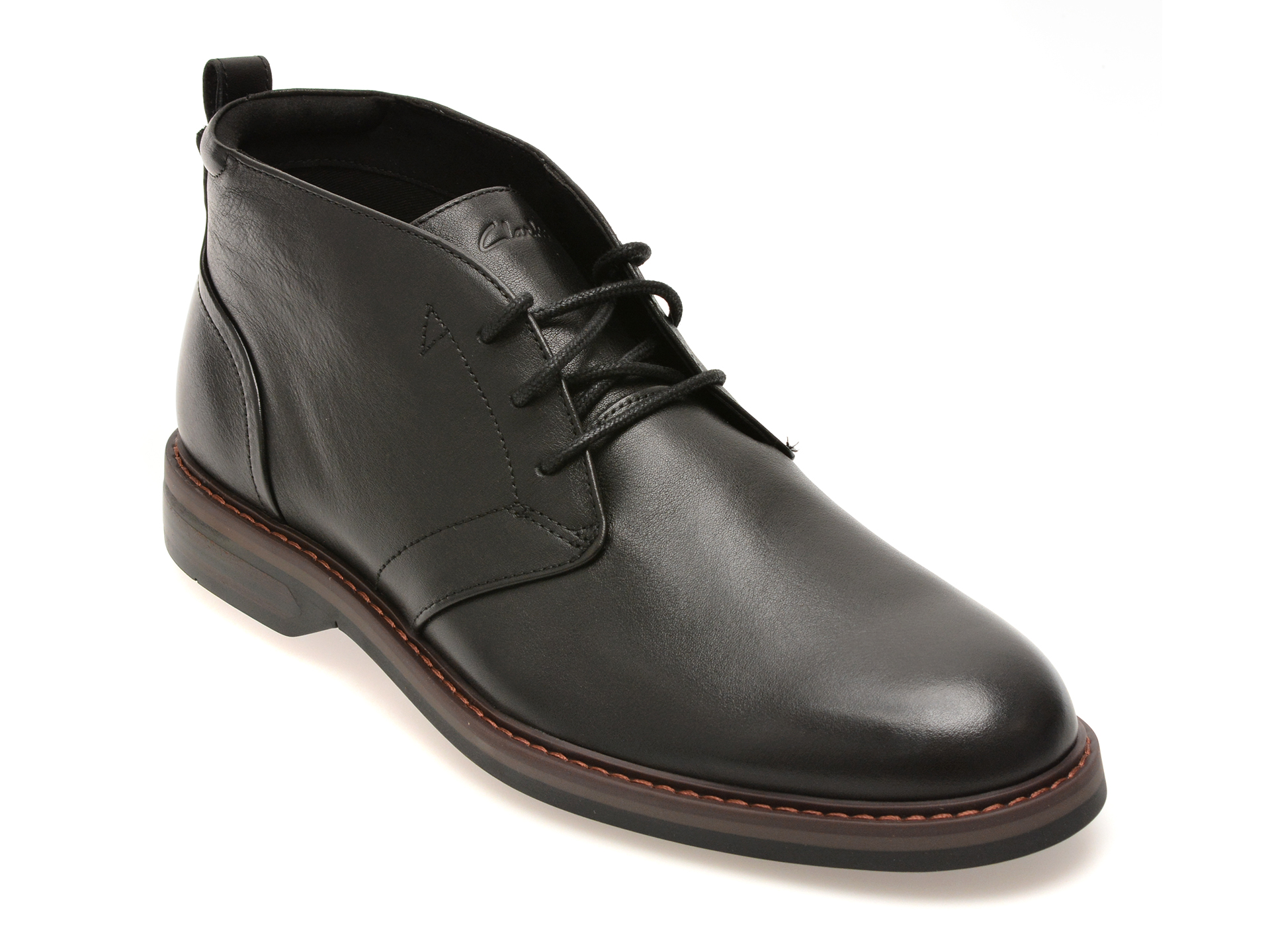 Ghete elegante CLARKS negre, ALDWIN 2 CHUKKA, din piele naturala