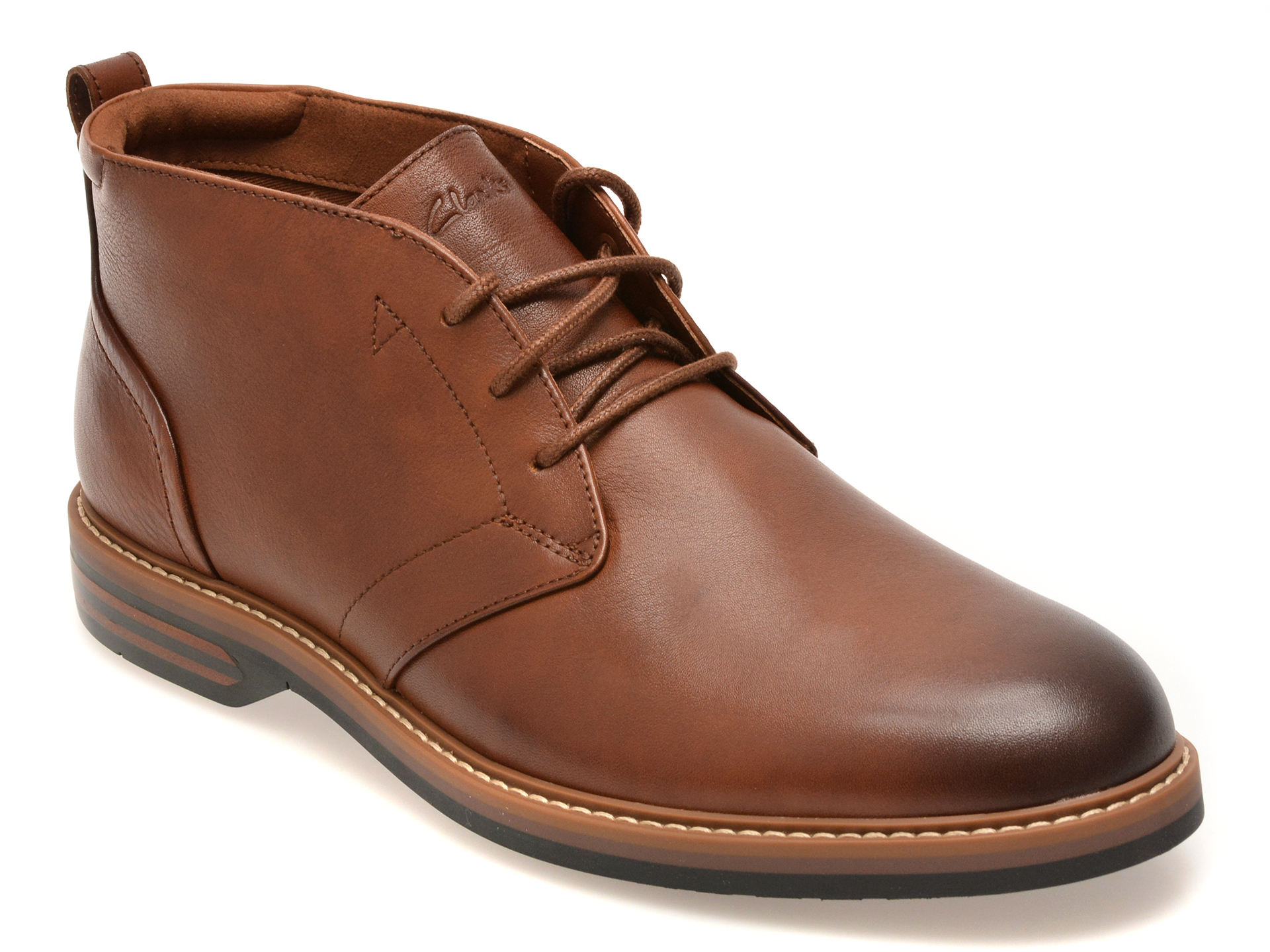 Ghete elegante CLARKS maro, ALDWIN 2 CHUKKA, din piele naturala