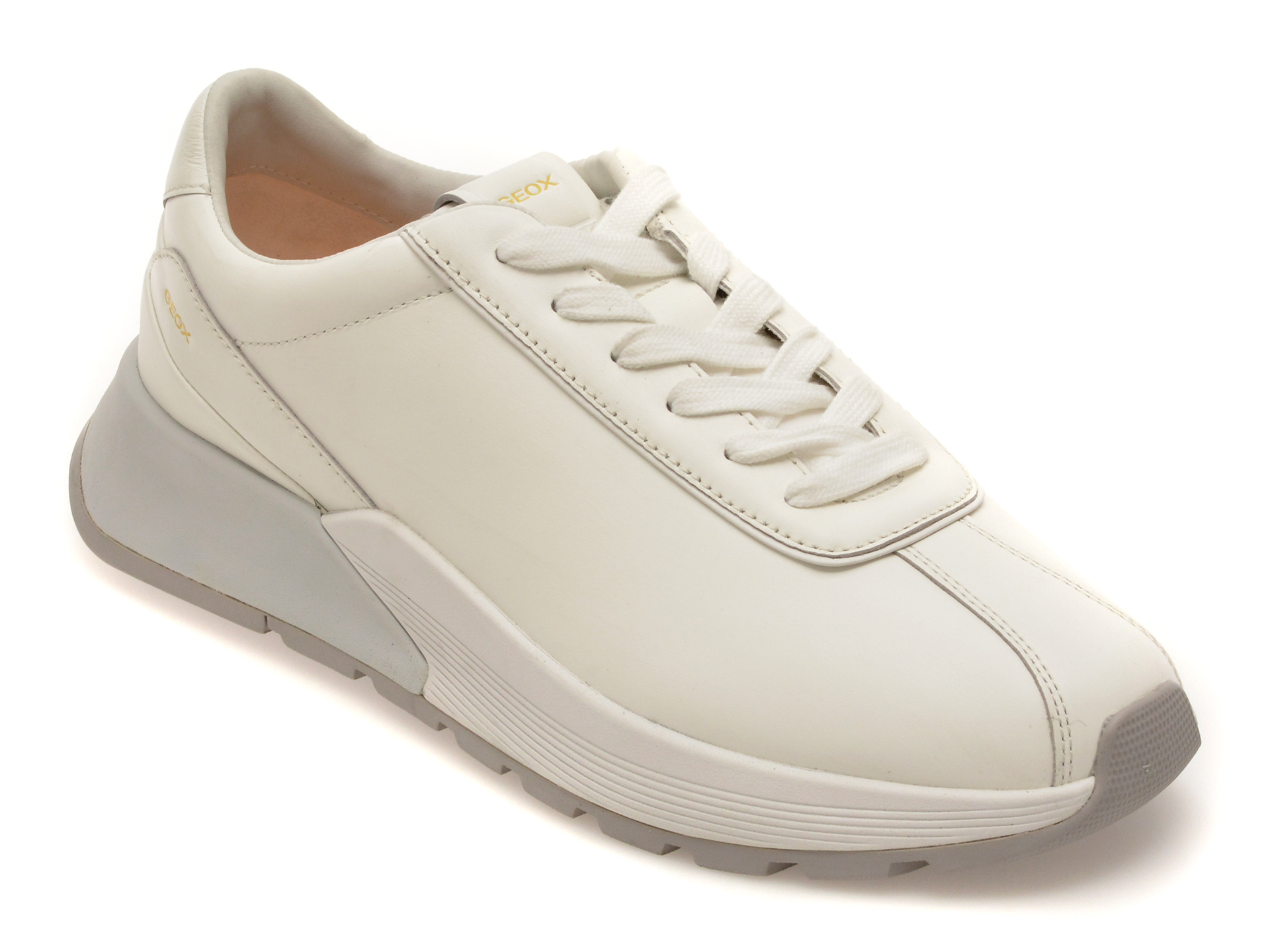 Pantofi sport GEOX albi, U65N0A, din piele naturala
