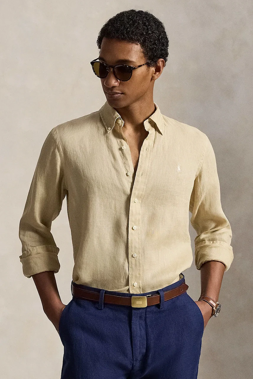 Polo Ralph Lauren  cămașă pentru bărbați din in Long Sleeve Sport Shirt