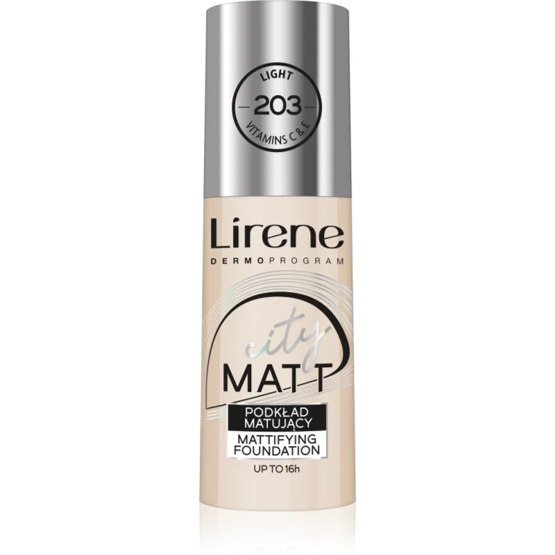 Lirene City Matt Make-up lichid matifiant cu efect de netezire culoare 203 Light 30 ml
