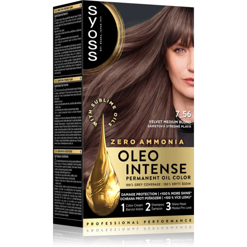 Syoss Oleo Intense Culoare permanenta pentru par cu ulei culoare 7-56 Ashy Medium Blond 1 buc