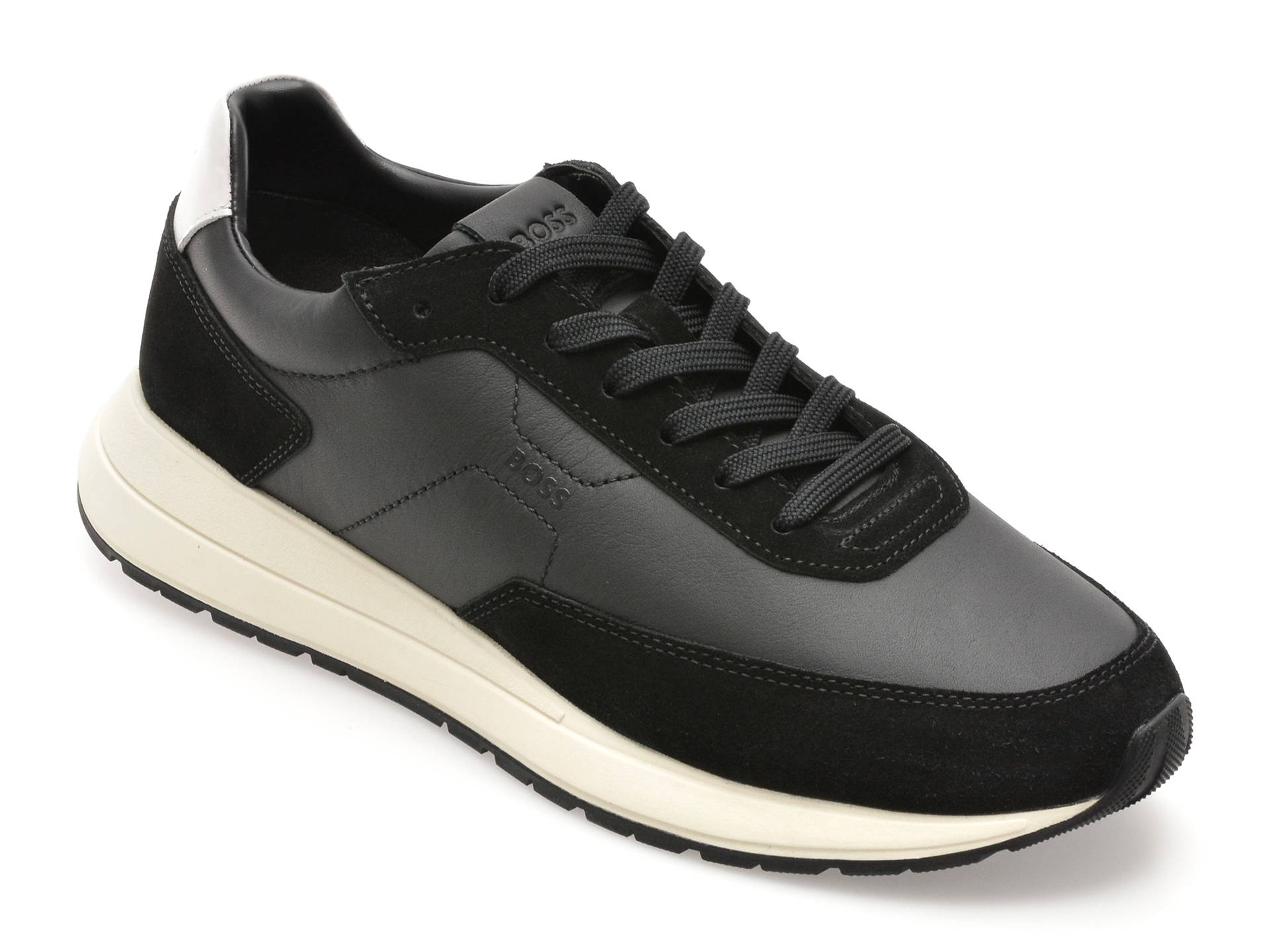 Pantofi sport BOSS negri, 7837, din piele naturala