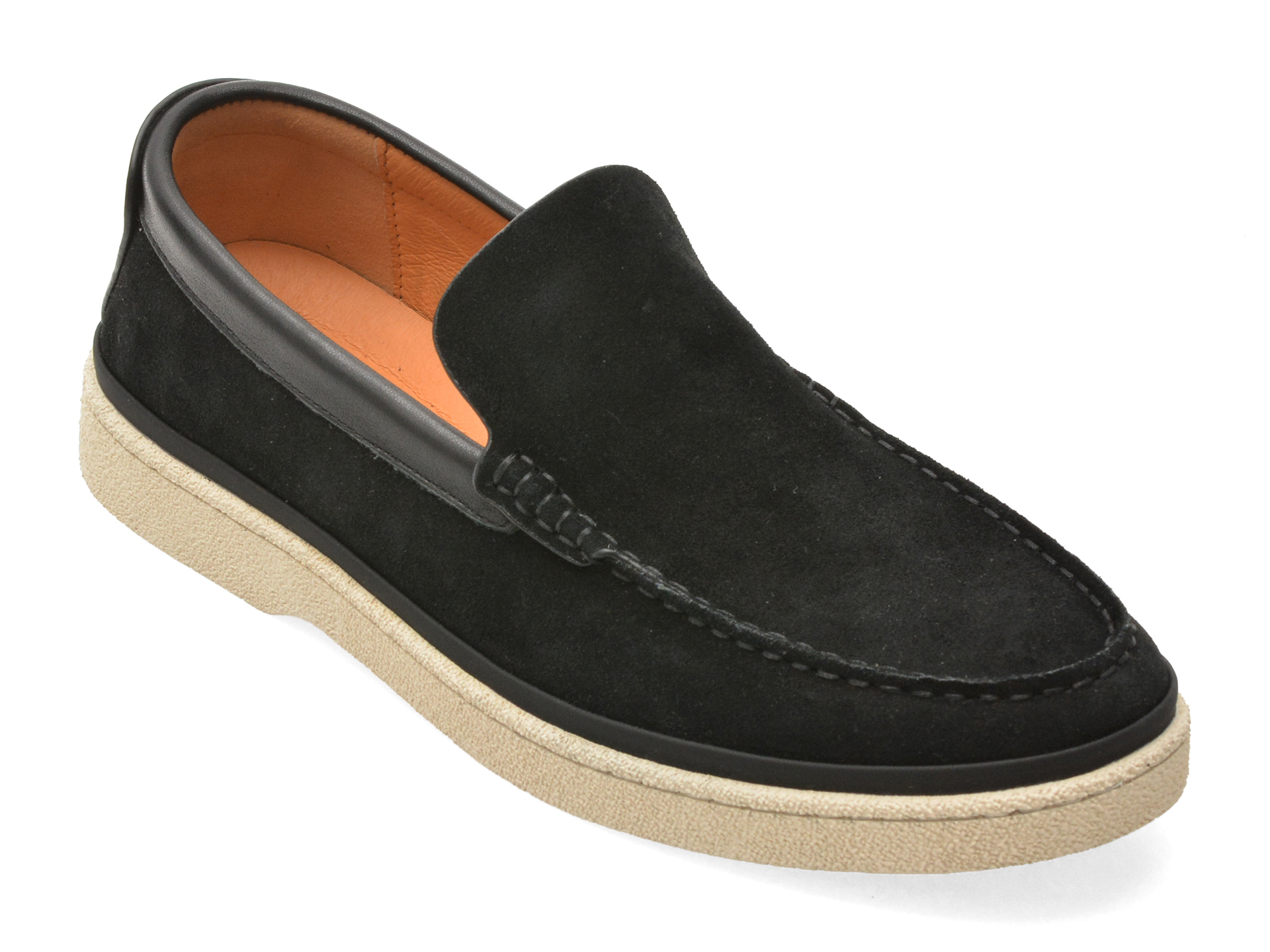Mocasini OTTER negri, J260016, din piele intoarsa