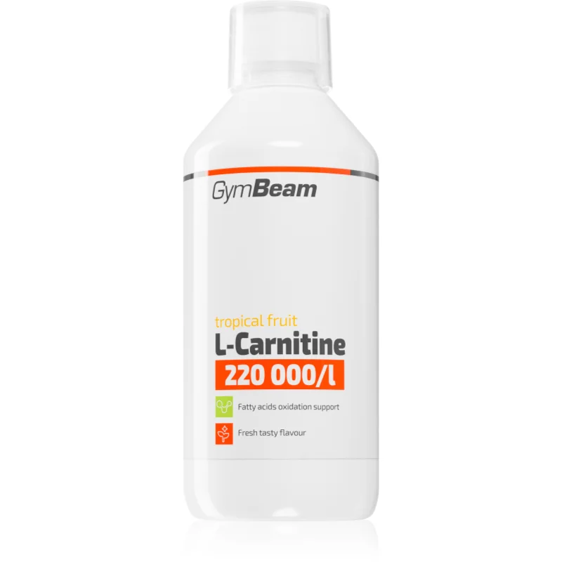 GymBeam L-Carnitine 220 000 mg/l supliment alimentar pentru sportivi aroma Tropical Fruit 500 ml