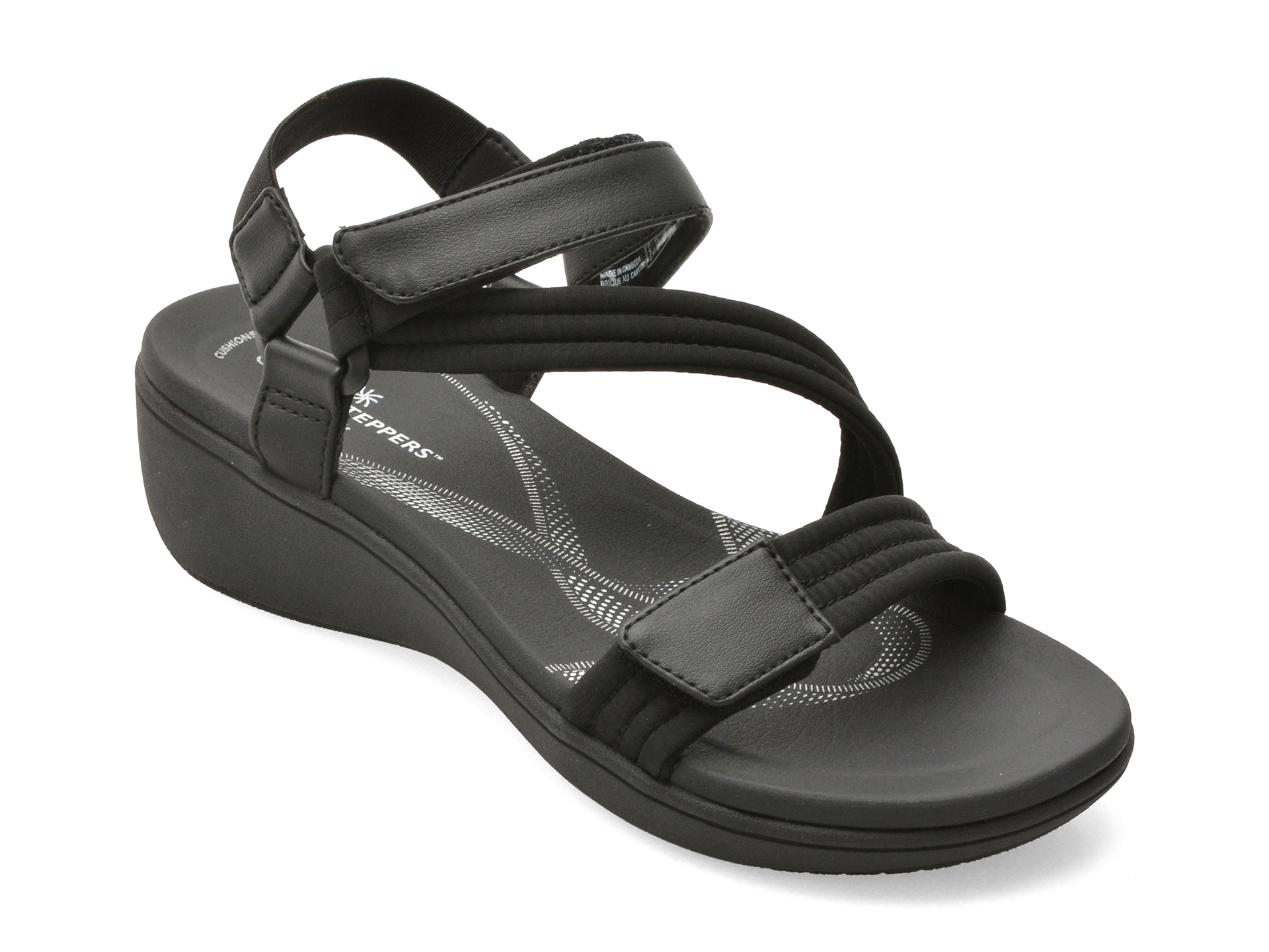 Sandale CLARKS negre, BRINKLEY RAE SUN, din material textil
