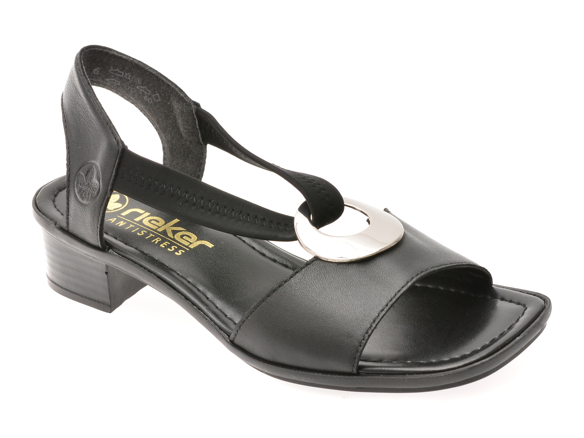 Sandale RIEKER negre, 62662, din piele naturala
