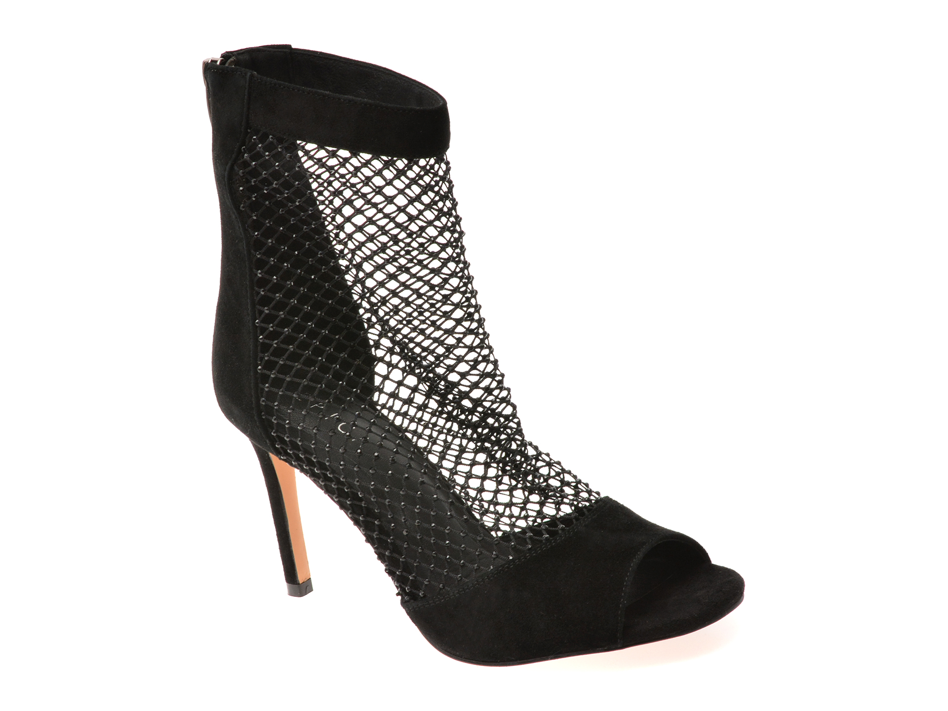 Sandale elegante EPICA negre, EFL961, din piele intoarsa