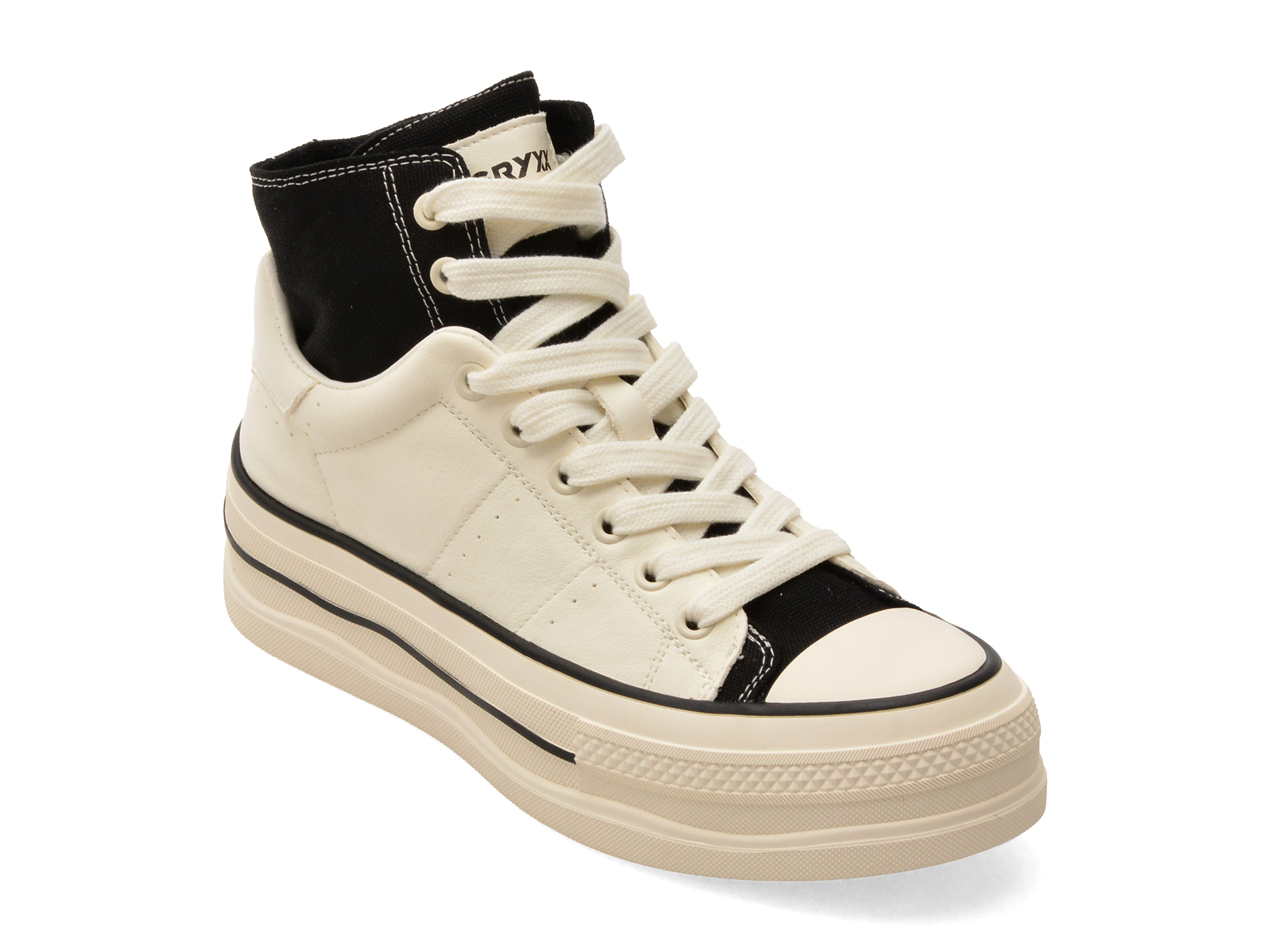 Ghete sport GRYXX alb-negru, 5719, din piele naturala