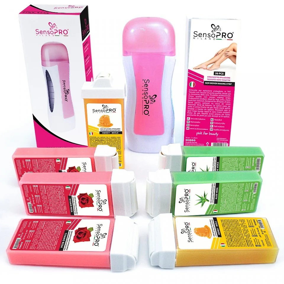Kit Epilare SensoPRO Milano Soft Pink + CADOU Rezerva Ceara aplicator ingust