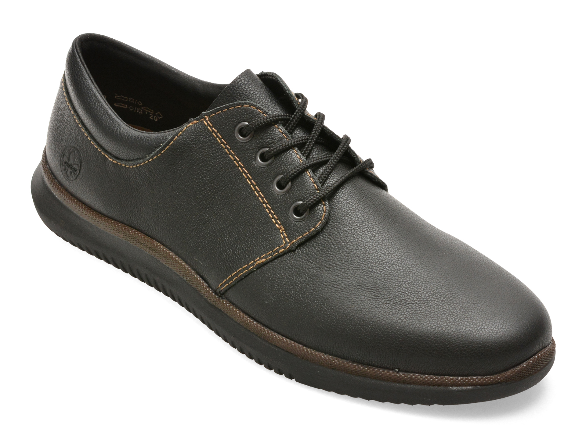 Pantofi RIEKER negri, 10424, din piele naturala