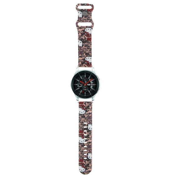 Curea Hello Kitty Silicone Tags Graffiti pentru Samsung Galaxy Watch / Huawei Watch 46mm / 45mm / 41mm Series, Roz