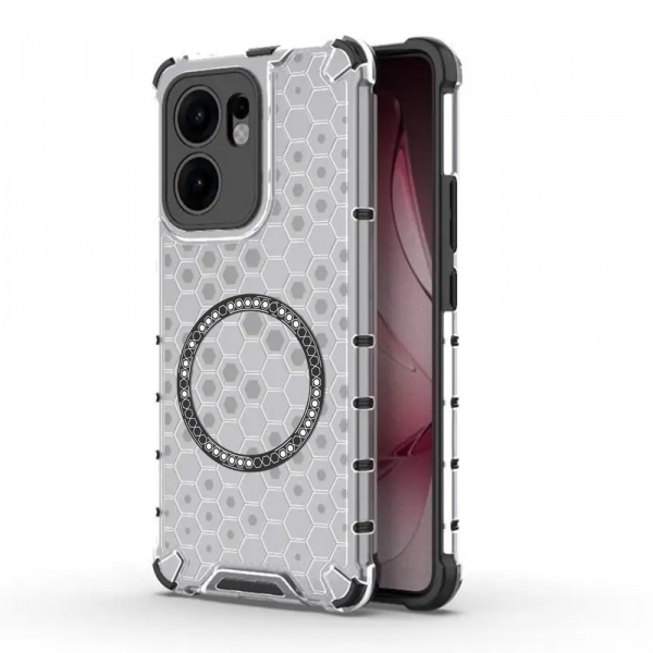 Husa MagSafe pentru Oppo Reno13 FS 5G / Reno13 F 4G / Reno13 F, Techsuit, HoneyComb Shield, Alba