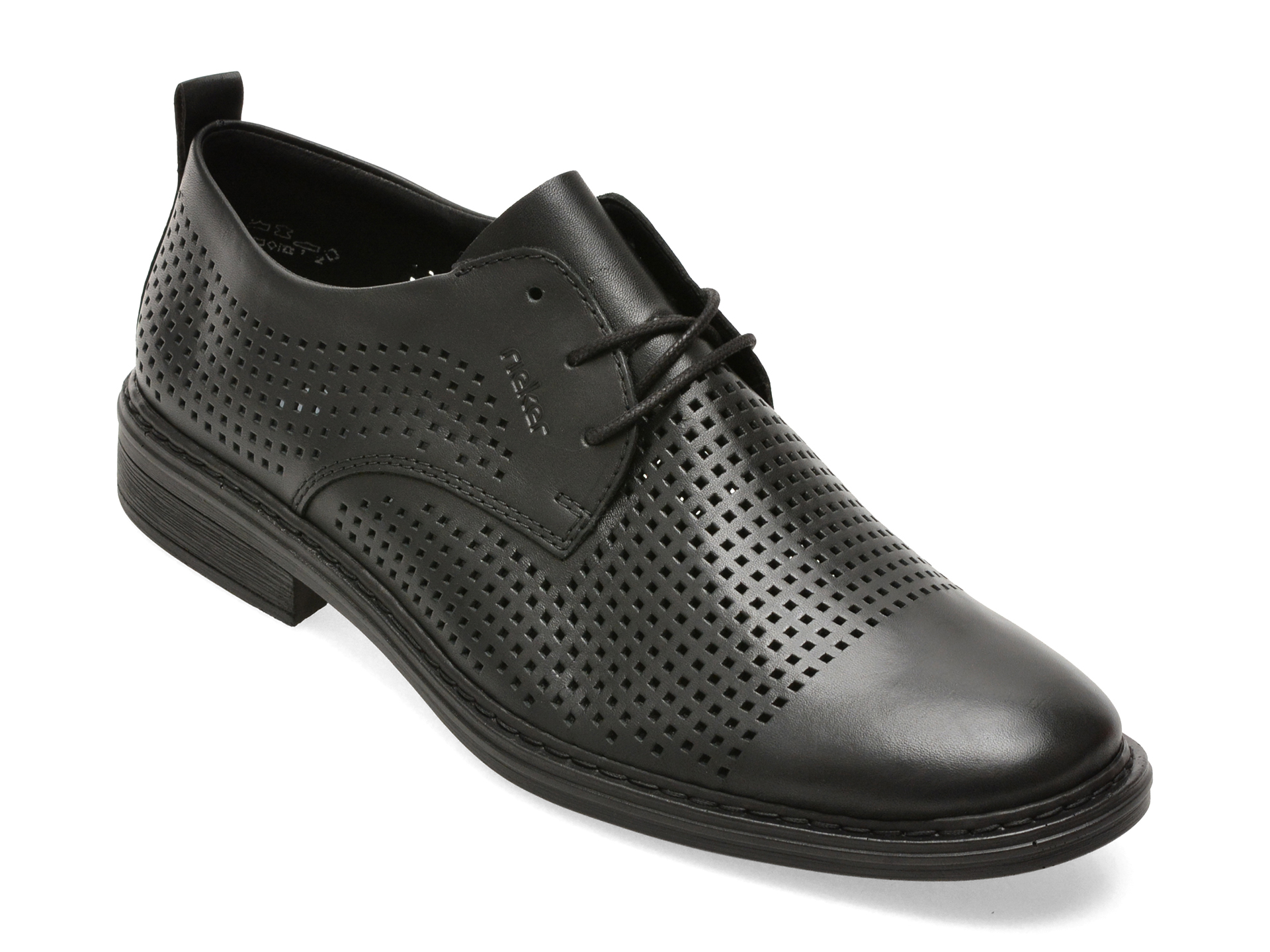 Pantofi eleganti RIEKER negri, 17626, din piele naturala