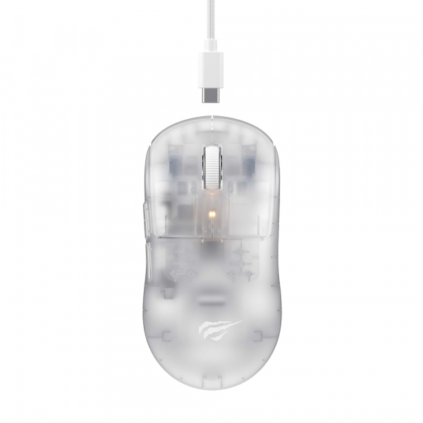 Mouse Gaming Wireless HAVIT MS970WB Pro, 800DPI - 12000DPI, BT / Wi-Fi / Wired, Transparent Alb