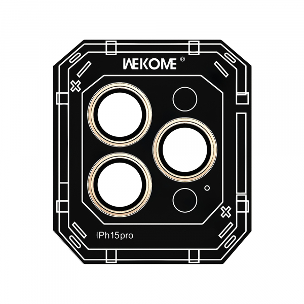 Folie de protectie Camera Spate Wekome WTPC-008 pentru Apple iPhone 15 Pro, Sticla Securizata, Aurie