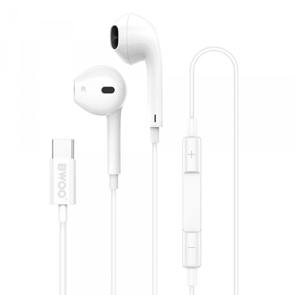 Handsfree USB-C BWOO HF175, Alb